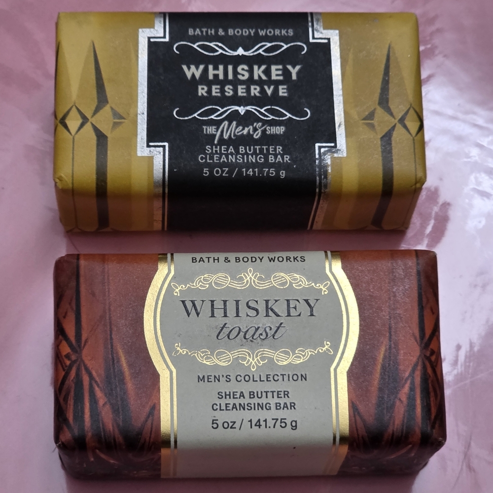 Bath Body Works Whiskey Reserve & Whiskey Toast Cleansing Bar Soap Set NEW